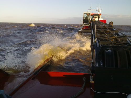 Geladen met spuitzand val van Urk met windkracht 7.